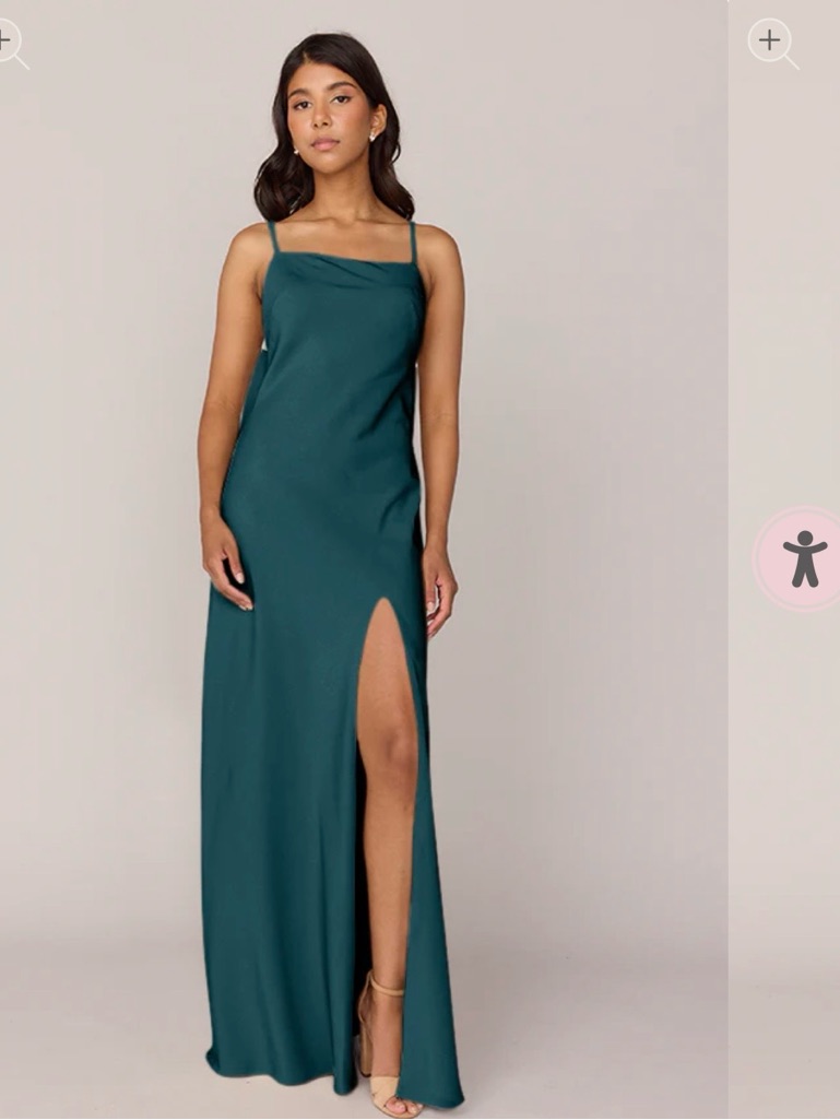 Revelry Teal Maxi Slip Dress With High Thigh Slit